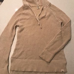Roxy tan knit sweater with hood size M